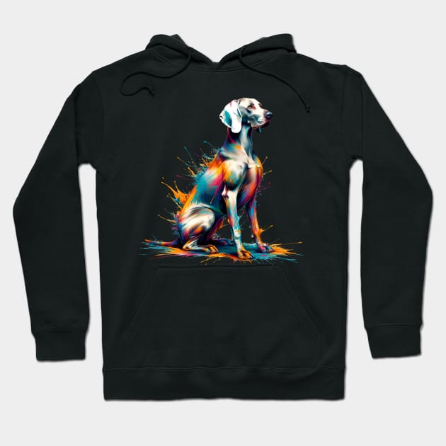 Weimaraner in Vibrant Splashed Paint Art Hoodie by ArtRUs